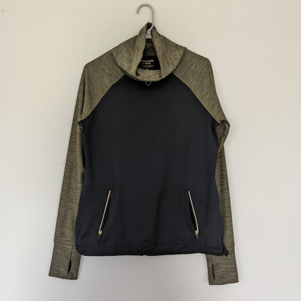 A&F - Black & Green athletic top - small cowl neck - Size M